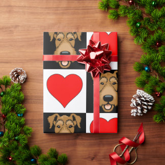 Airedale Terrier Heart Mönster Cute Hund älskare G Presentpapper