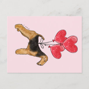 Airedale Terrier Hearts Vykort