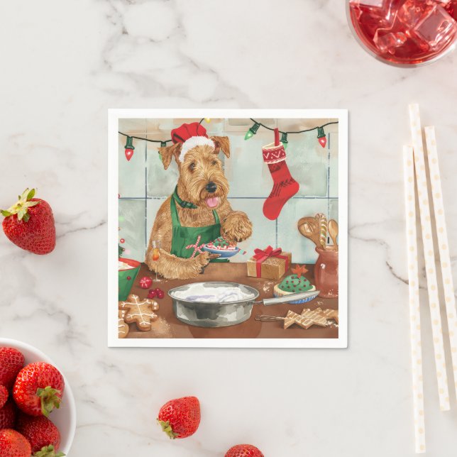 Airedale Terrier Helgdag Baking: God jul Pappersservett (Insitu)