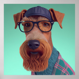 Airedale Terrier Hipster Hund Poster