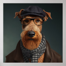 Airedale Terrier Hipster Hund Poster