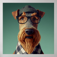 Airedale Terrier Hipster Hund Poster