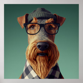 Airedale Terrier Hipster Hund Poster