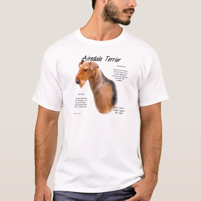 Airedale Terrier Historik T Shirt (Framsida)