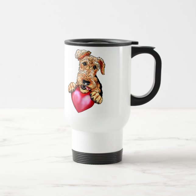 Airedale Terrier Holding Heart Resemugg (Höger)