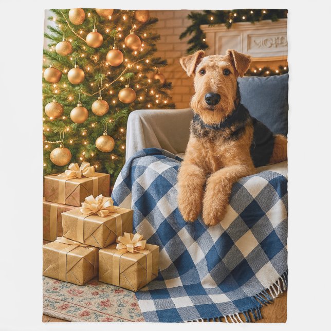 Airedale Terrier Holiday  Fleecefilt (Framsidan)