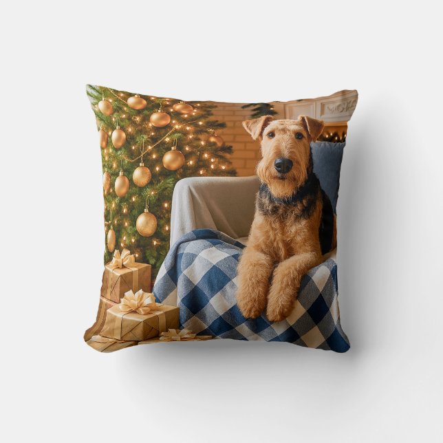 Airedale Terrier Holiday  Kudde (Framsida)
