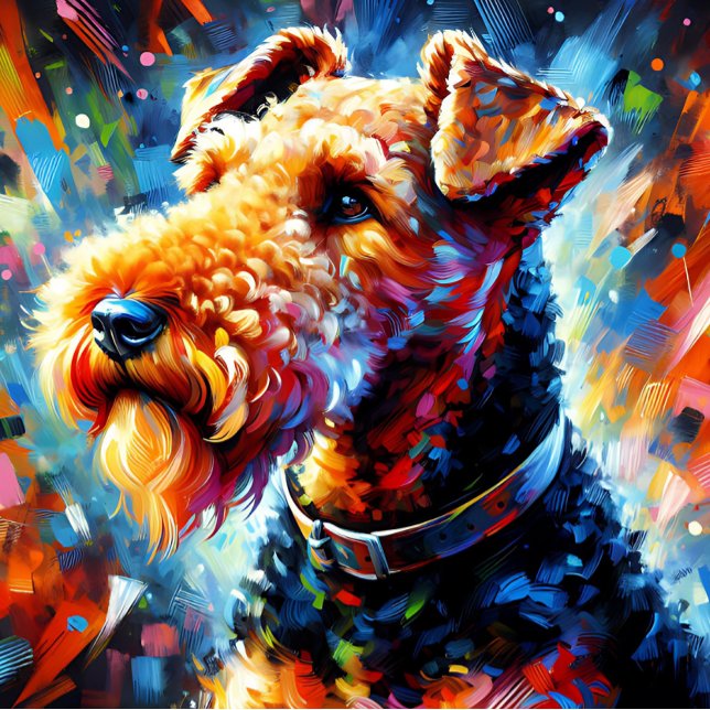 Airedale Terrier Hund Akryltryck | Färgrik Pussel (Skapare uppladdad)