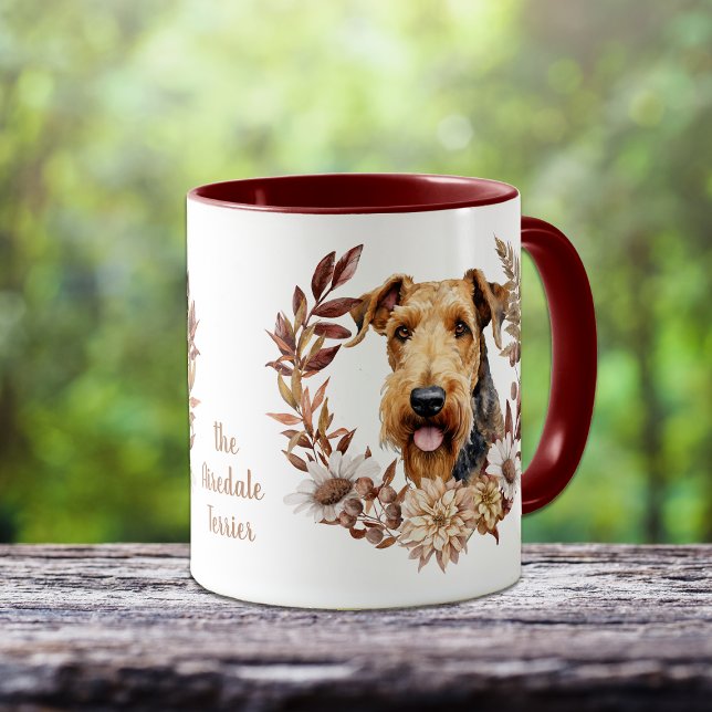 Airedale Terrier Hund Autumn Wandeans Mugg (Skapare uppladdad)
