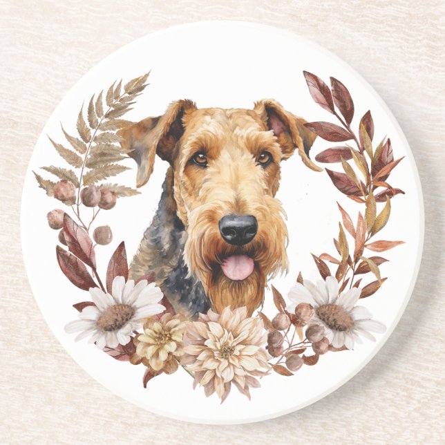 Airedale Terrier Hund Autumn Wandeans Underlägg (Framsidan)