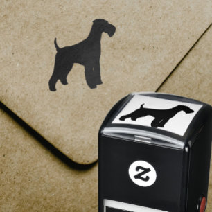 Airedale Terrier Hund aveln Silhouette Självfärgande Stämpel