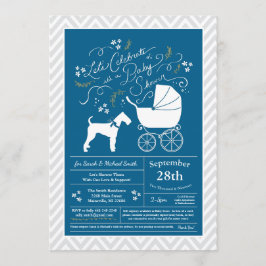 Airedale Terrier Hund Baby Shower Blue Boy Inbjudningar