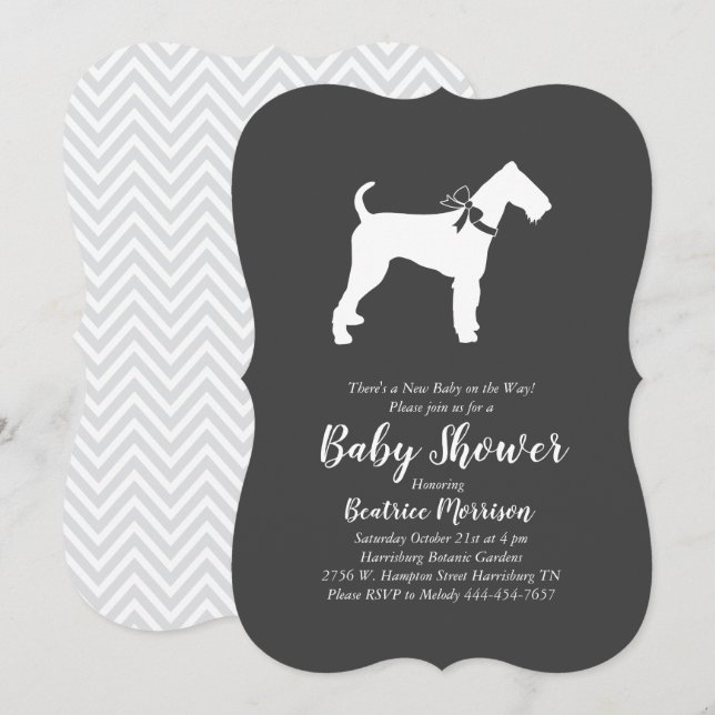 Airedale Terrier Hund Baby Shower Gender Neutral Inbjudningar (Fram/baksida)