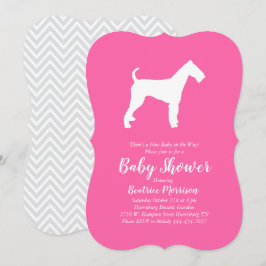 Airedale Terrier Hund Baby Shower Rosa Girl Inbjudningar