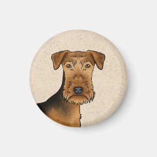 Airedale Terrier Hund Bingley Terrier Hund Huvud Magnet