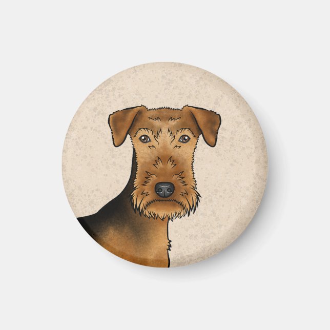 Airedale Terrier Hund Bingley Terrier Hund Huvud Magnet (Framsidan)