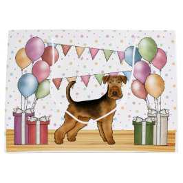 Airedale Terrier Hund Födelsedag Med Pastellfärger