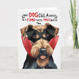 Airedale Terrier Hund Funny Count DOGcula Hallowee Helgkort
