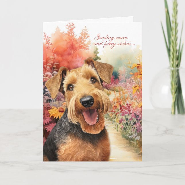 Airedale Terrier Hund Garden Väg kommer bra Kort (Framsida)