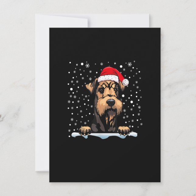 Airedale Terrier Hund jul Santa Hat Matching Inbjudningar (Framsida)