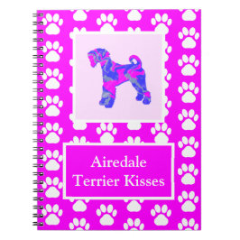 Airedale Terrier Hund Kisses Silhouette Cute P&B Anteckningsbok
