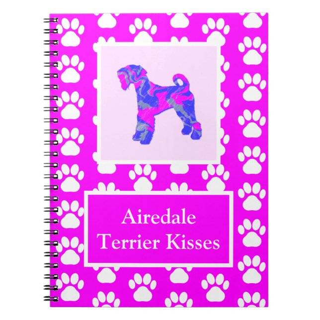 Airedale Terrier Hund Kisses Silhouette Cute P&B Anteckningsbok (Framsidan)