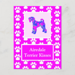 Airedale Terrier Hund Kisses Silhouette Cute P&B Vykort
