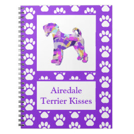 Airedale Terrier Hund Kisses Silhouette Cute PPY&B Anteckningsbok