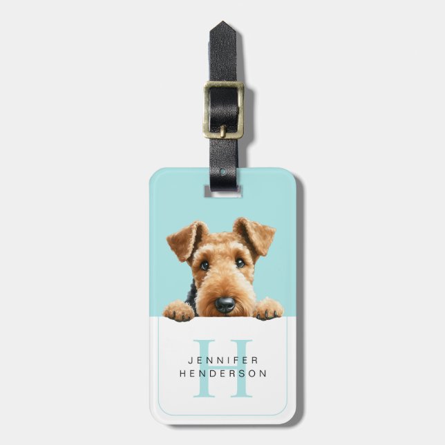 Airedale Terrier Hund Luggage Tags Bagagebricka (Vertikal Framsida)