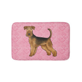 Airedale Terrier Hund med Rosa Heart Mönster Badrumsmatta