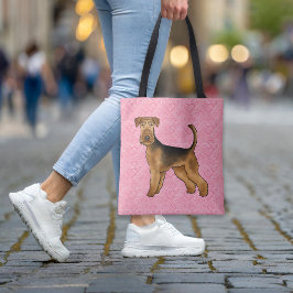 Airedale Terrier Hund med Rosa Heart Mönster Tygkasse