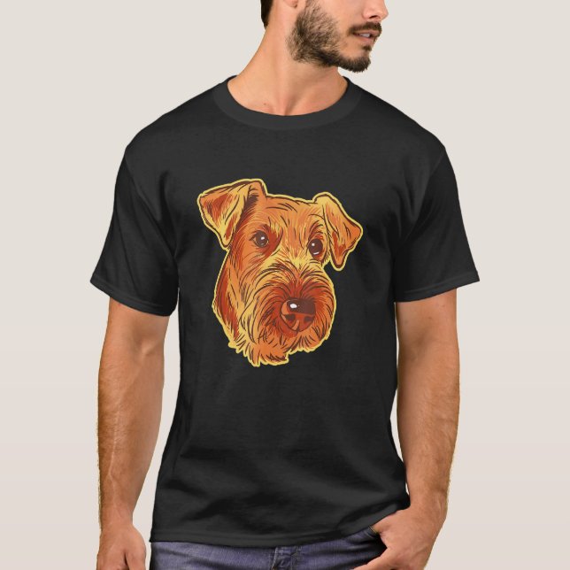 Airedale Terrier Hund Pet Porträtt T Shirt (Framsida)