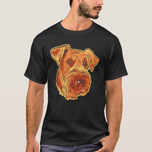 Airedale Terrier Hund Pet Porträtt T Shirt (Framsida)