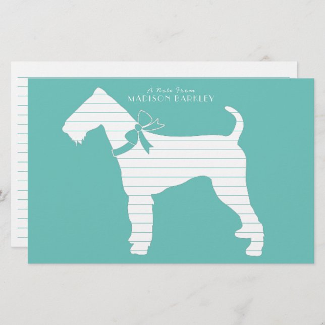 Airedale Terrier Hund Puppy Brevpapper (Fram/baksida)