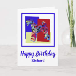 Airedale Terrier Hund Red Blue Gult Birthday Kort