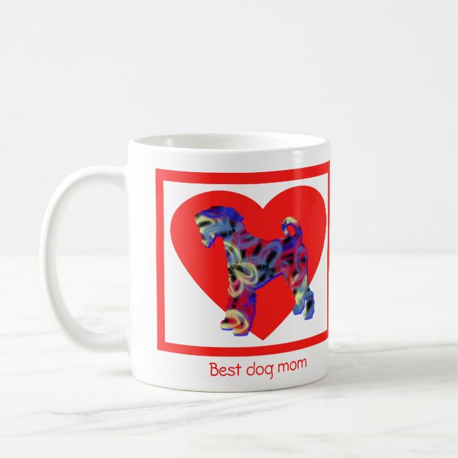 Airedale Terrier Hund Red Valentine Day Kaffemugg (Vänster)
