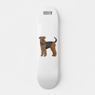 Airedale terrier hund serieillustration mini skateboard bräda 18,5 cm