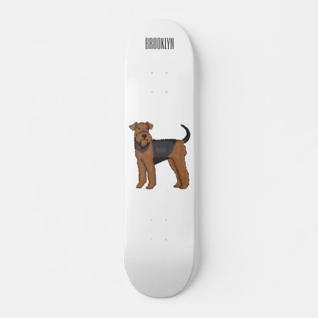 Airedale terrier hund serieillustration mini skateboard bräda 18,5 cm (Framsida)