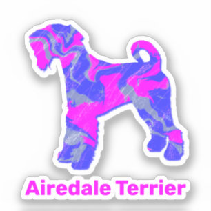 Airedale Terrier Hund Shock rosa & Blue Vinyl Stic Klistermärken