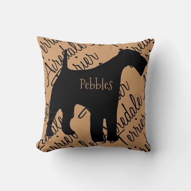 Airedale Terrier Hund Silhouette Anpassningsbar Pi Kudde (Framsida)