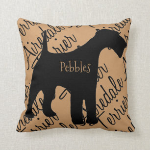 Airedale Terrier Hund Silhouette Anpassningsbar Pi Kudde
