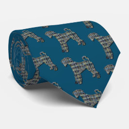 Airedale Terrier Hund Silhouette Grid Blue Tie Slips