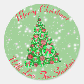 Airedale Terrier Hund Silhouette Julgran Grn Runt Klistermärke