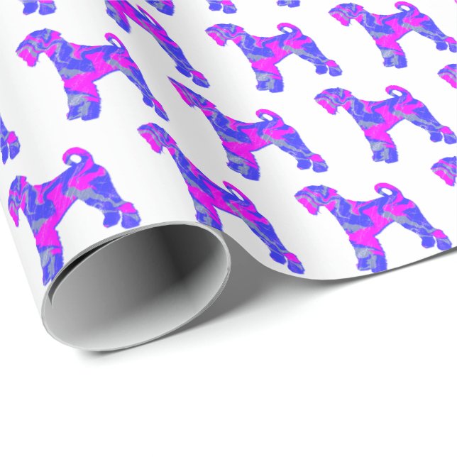 Airedale Terrier Hund Silhouette P&B White Gift Presentpapper (Rullad Hörn)