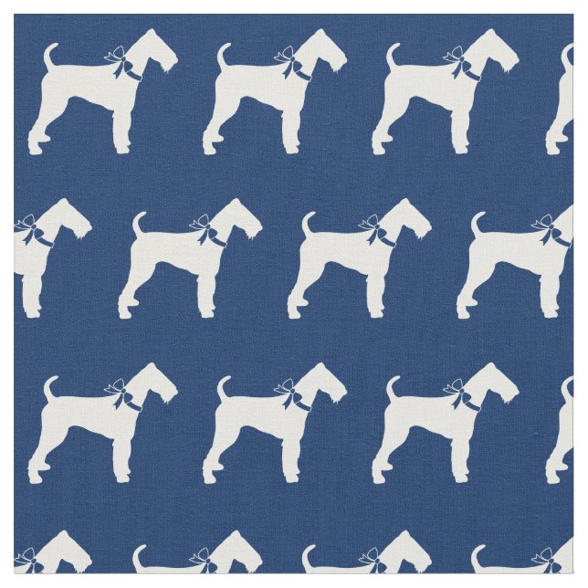 Airedale Terrier Hund Silhouette Pet Navy Blue Tyg (Närbild)