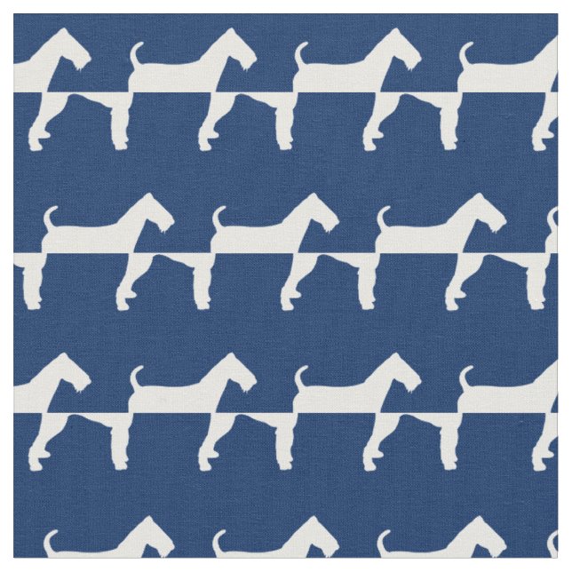 Airedale Terrier Hund Silhouette Pet Navy Blue Tyg (Närbild)