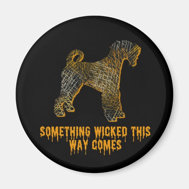 Airedale TerrieR Hund Silhouette Roligt Halloween Magnet (Framsidan)