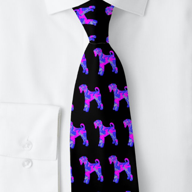 Airedale Terrier Hund Silhouette Rosa & Blue Black Slips (Airedale Terrier punk n blue silhouette black tie)