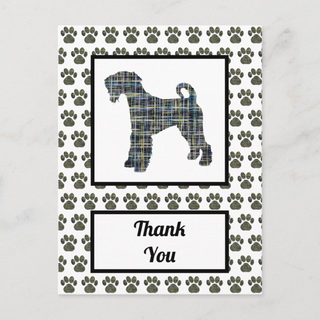 Airedale Terrier Hund Silhouette Tack Vykort (Framsida)