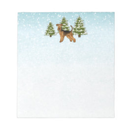 Airedale Terrier Hund Snowy Winter Forest Festive Anteckningsblock